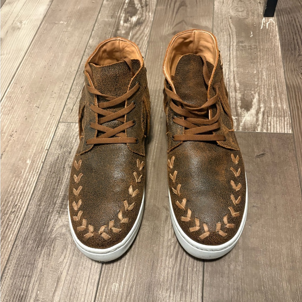 Agave Sky Brown Fringe High-Top Sneakers View 3